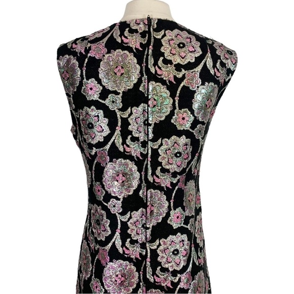 Vintage Alice of California Sleeveless Metallic Floral Paisley Print Maxi Dress - Picture 11 of 13